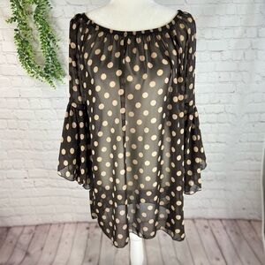 𝅺womens Polka Dot Sheer Blouse M